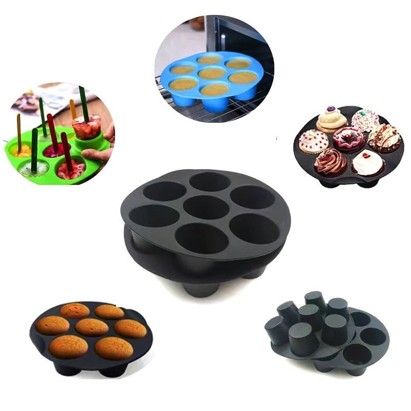 Silicone Cake Mold 7 Hole Airfryer Accessories Microwave Oven Baking Mold Food Grade Baking Cake Silicone Mold Baking Tools
