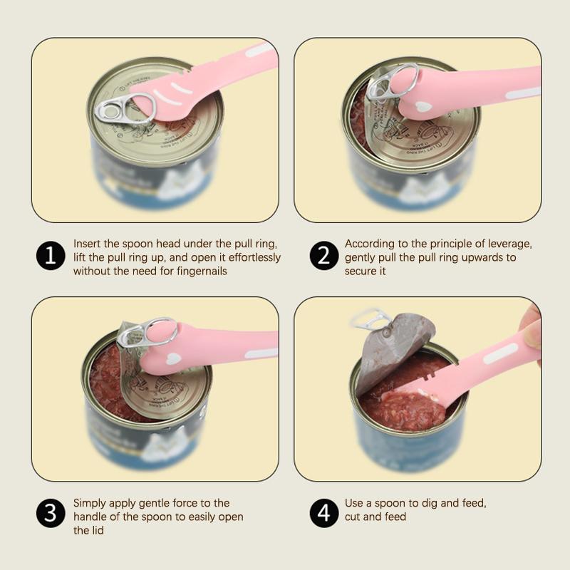 Multifunctional Pet Canned Spoon Can Opener Puppy Feeding Mixing Wet Dry Scoop Reusable Sealing Cover Food Storage Accessory
