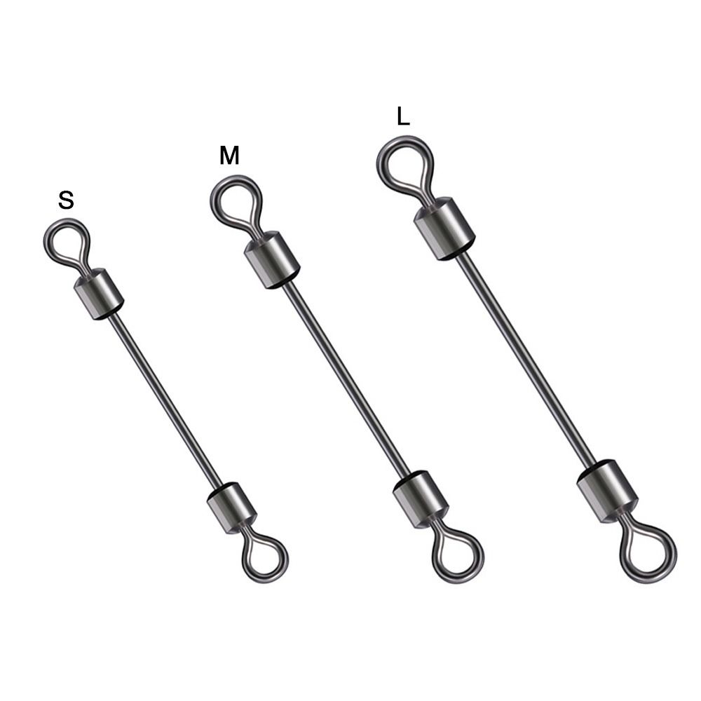 50pcs Solid Ring Heavy Duty Ball Bearing Barrel Double Rolling Fishing Swivel Connector