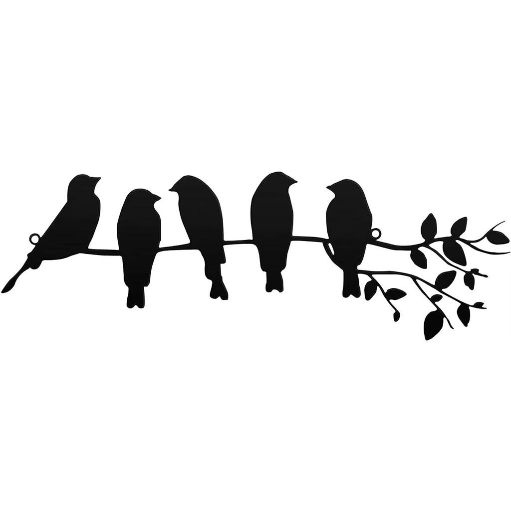 Metal Bird Wall Art – 5 Birds On a Branch with Leaves Sculpture, Elegant Wall Decor, Durable Metal Wall Hanging Perfect for Home
