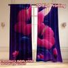 Set Of 2 Modern Flat Printing Curtains Without Rod Floral Hibiscus Neon Glow Fashionable Curtainments During Ramadan Curtain Polyester