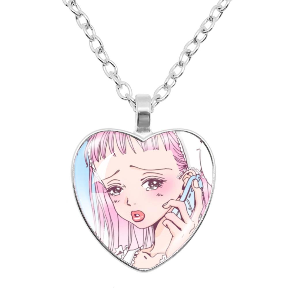Paradise Kiss Anime Necklace Yukari Hayasaka Miwako Sakurada Glass Heart Shape Pendant Necklace Charm Jewelry Friend Gift