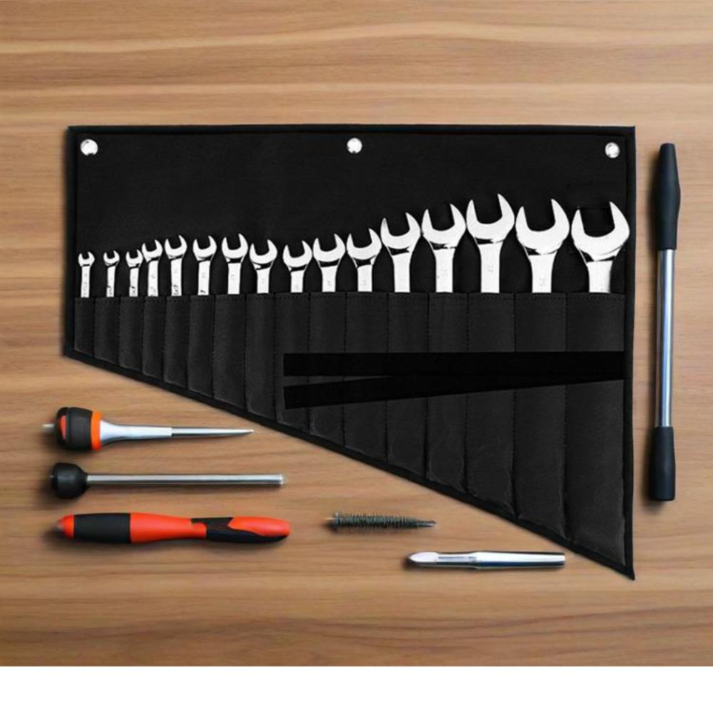 

Wrench Roll Organizer Sturdy Wrench Organizer Waterproof Tool Roll High-Quality 16-Pocket Tool Bag For Garage Workshop Diy чёрный