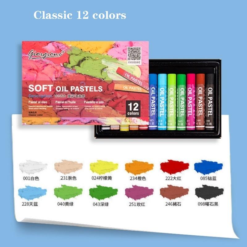 Giorgione Soft Oil Pastels for Artist, Professional Grade Assorted Colors 12/24/36/48 Paint Sticks, Non-toxic Non-fading Art Kit