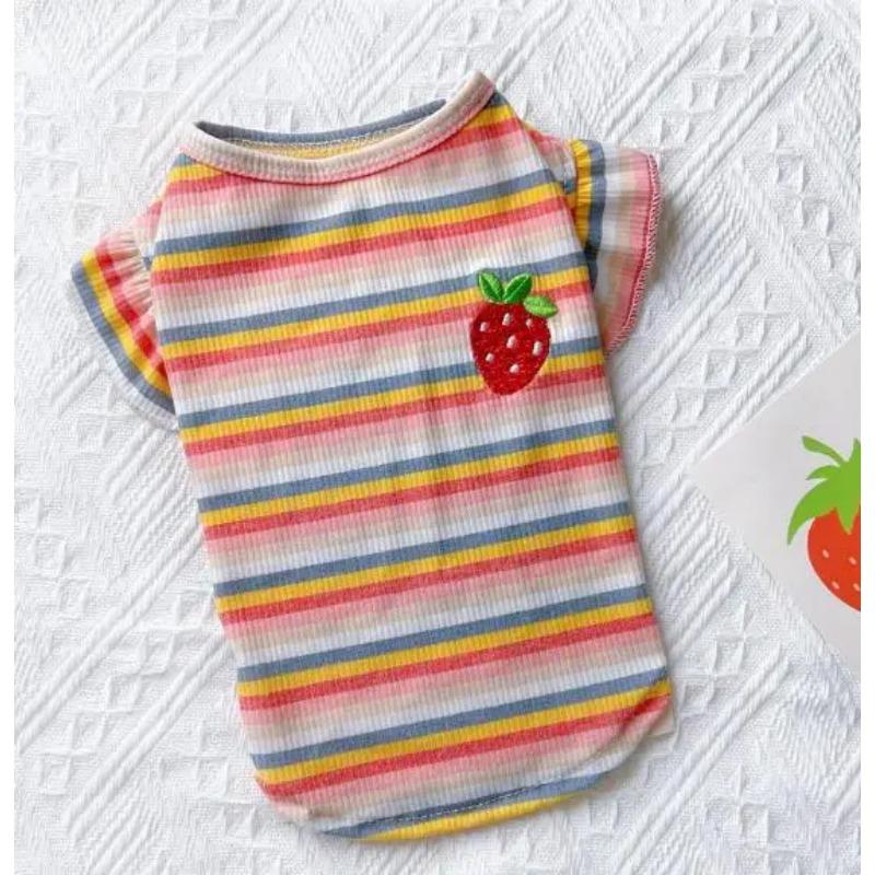 Pet Dog  Ruffle Striped Skirts Vest for Bulldog Cat Sweet Spring Summer Party Slim Dress Puppy Skirt