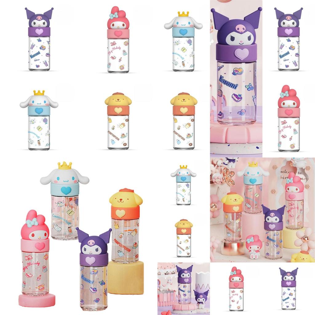 Cute Sanrio Kuromi Cinnamoroll Glass Water Bottle High Quality Cartoon Themed Cup