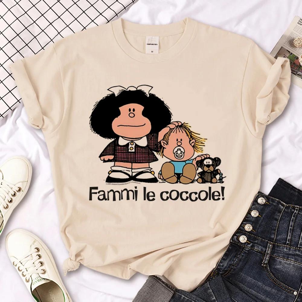 Mafalda T-shirts Women Japanese Tee Female Funny Designer Graphic Clothes  Y2k Top  Shirts for Women