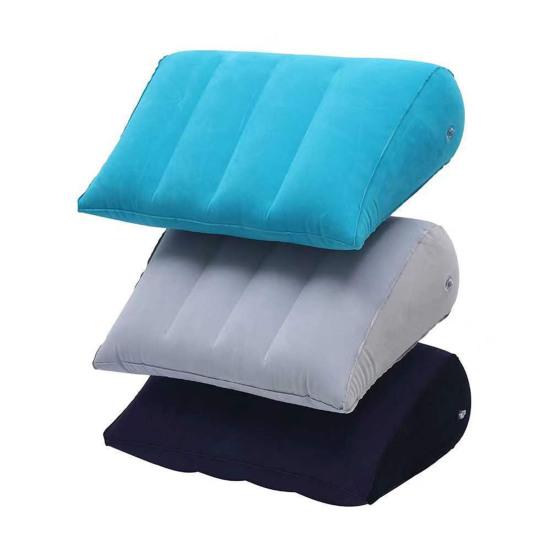 Multi-functional Inflatable Pillow Leak-proof Thicken Inflatable Lumbar Support Wedge Pillow Portable Travel Flocked Triangular Sleeping Cushion