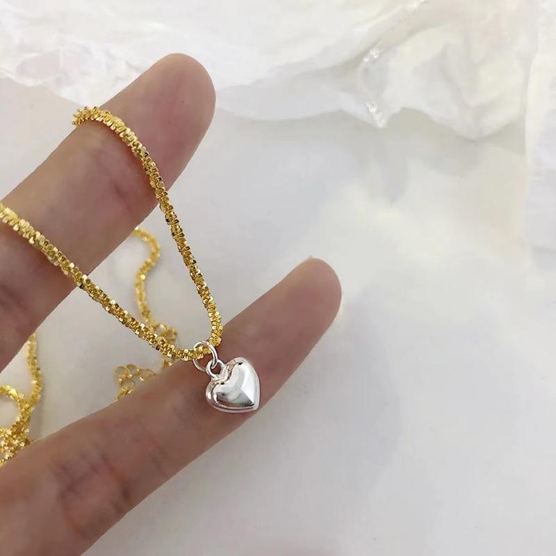 

Сверкающее ожерелье Love, женское, легкое, роскошное, корейская версия, супер-вспышка, цыганская, в форме сердца, нержавеющая сталь, цепочка на ключицу