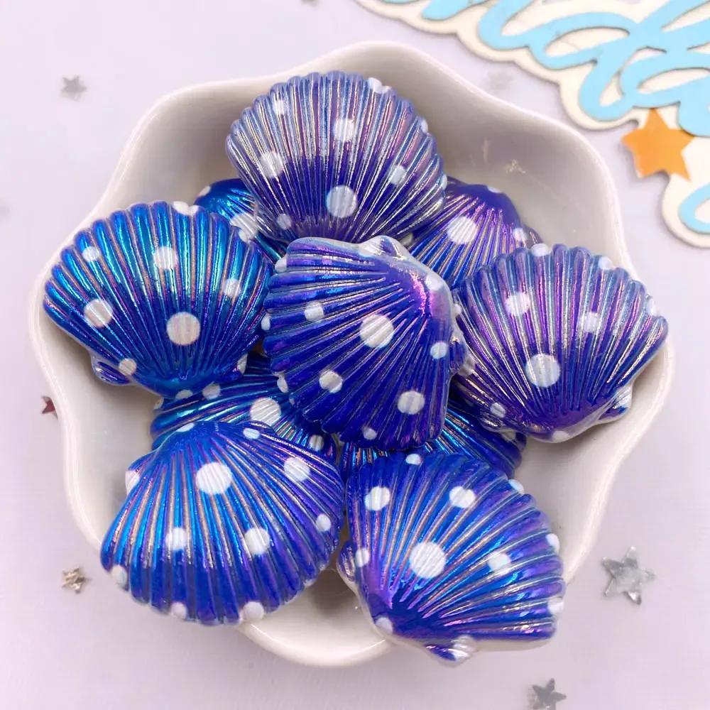 8pcs AB Resin Colorful Flower Shell Figurines Flat Back Cabochon Stone Scrapbook Home Crafts DIY Jewelry Making Accessories