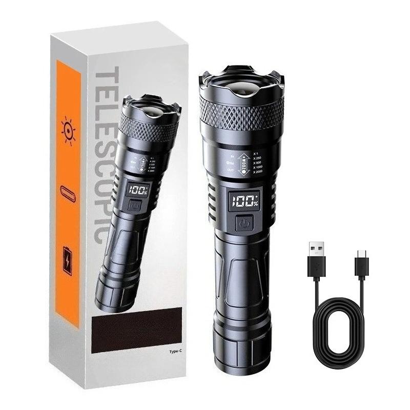High Power Rechargeable Flashlight Telescopic Zoom Strong Handheld Torch Light Outdoor Camping Emergency Lamp