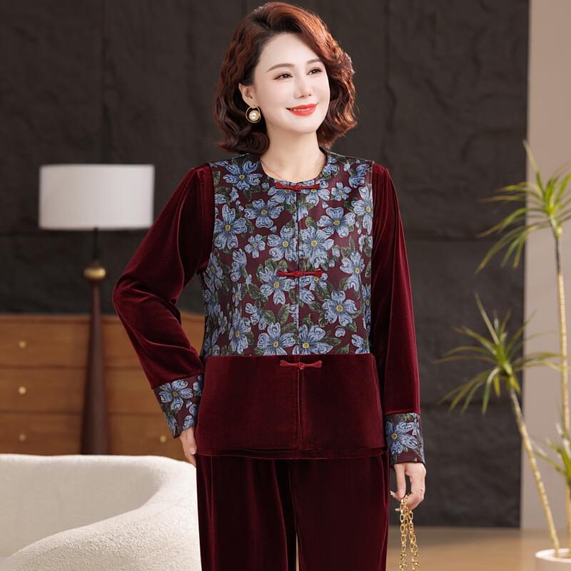 Yalu Plus Size New Chinese Gold Velvet Three-Piece Set