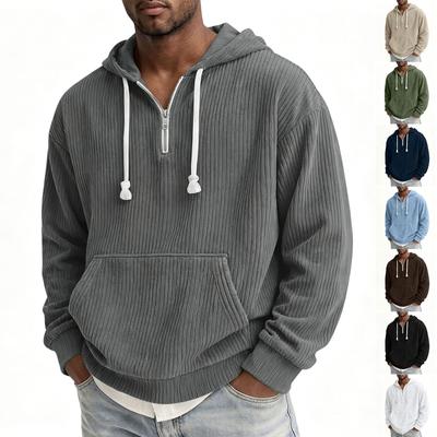 Herren Cord Langarm Hoodie Farbe Lässiger Pullover