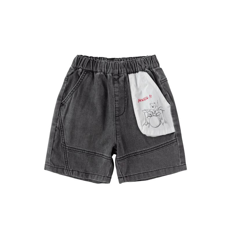 Balabala Boys  Summer Color-block Denim Shorts 120