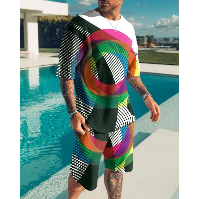 

2023 Новый мужской комплект одежды, летний наряд, футболка с 3D-принтом, шорты, 2 предмета, свободный спортивный костюм, повседневный спортивный костюм Love Eagle 5XL