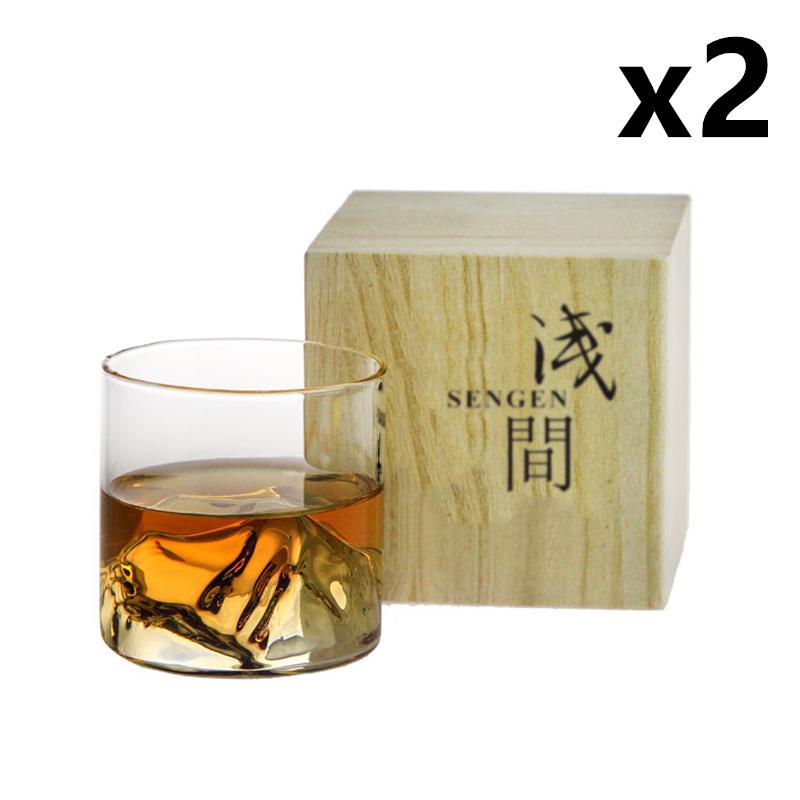 Japan 3D Mountain Whiskey Glass Glacier Old Fashioned Whisky Rock Glasses Whiskey-Glass Wooden Gift Box Vodka Cup Wine Tumbler