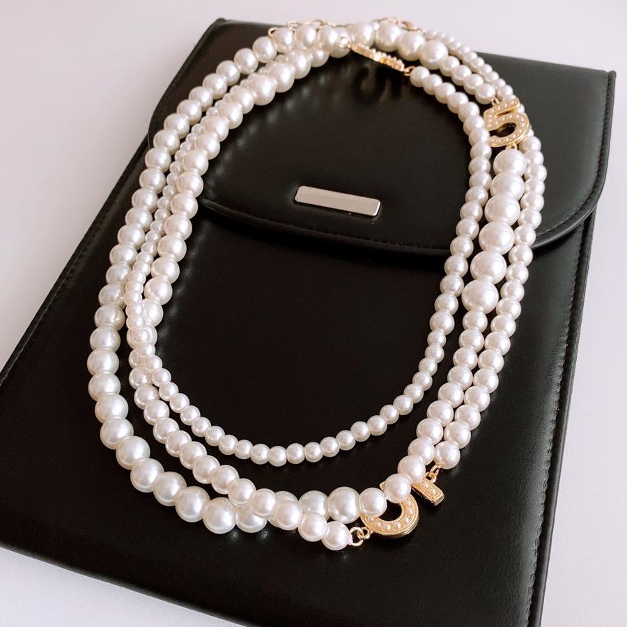 Французское ретро стеклянное жемчужное ожерелье-стек, длинная придворная цепочка для свитера, ожерелье с темпераментом, нишевое