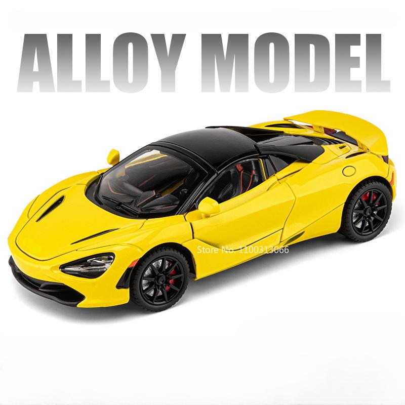 1:24 720S Alloy Models Cars Diecast Toys Wheel Shock Absorption Car Toy Rubber Tires Miniature Vehicles Perfect Gifts for Kids