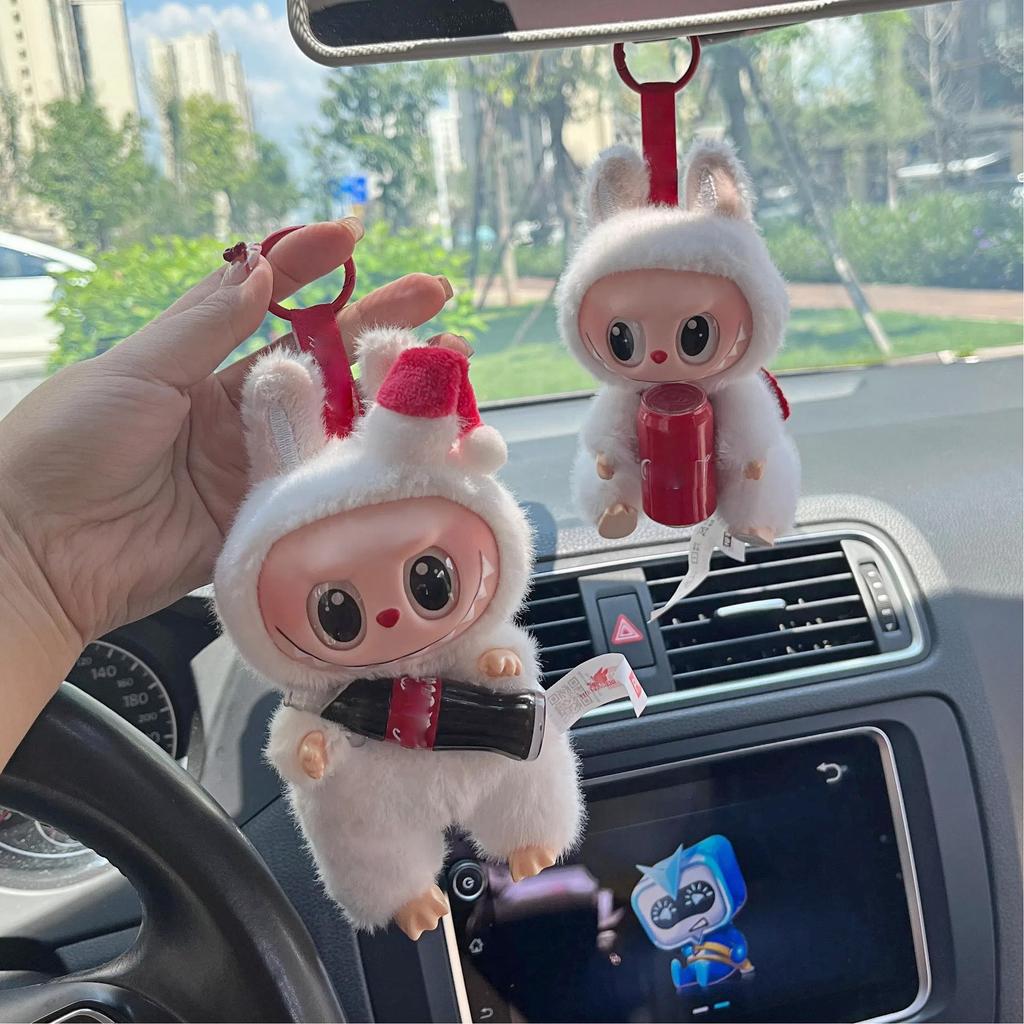 LABUBU G3 Vintage Bottle Car Charm 1:1 High Quality Replica Premium Vinyl Auto Decor Mirror Dashboard Vent Clip Ornament Safe Driving Collectible Gift