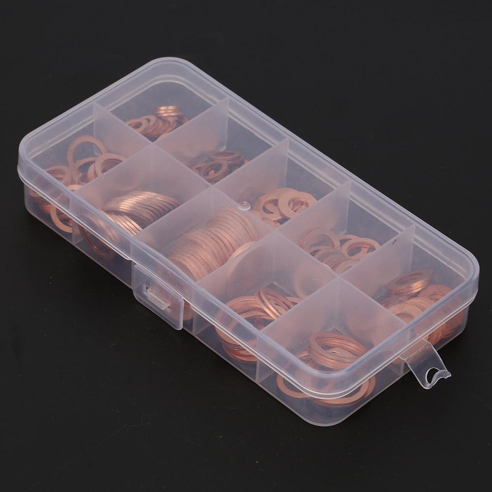 200 buc M5M14 Saibe din Cupru Masiv Inele Plate Set Asortat Feronerie Profesională în Cutie