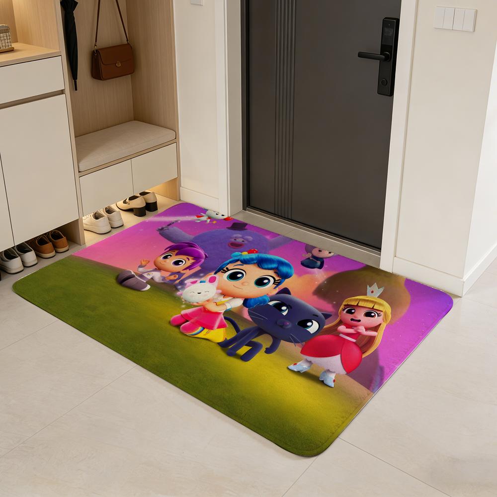 cartoon T-True and the Rainbow Kingdom Floor Mat Flannel Door Mat Non-Slip Absorbent Washable Indoor Home Rug