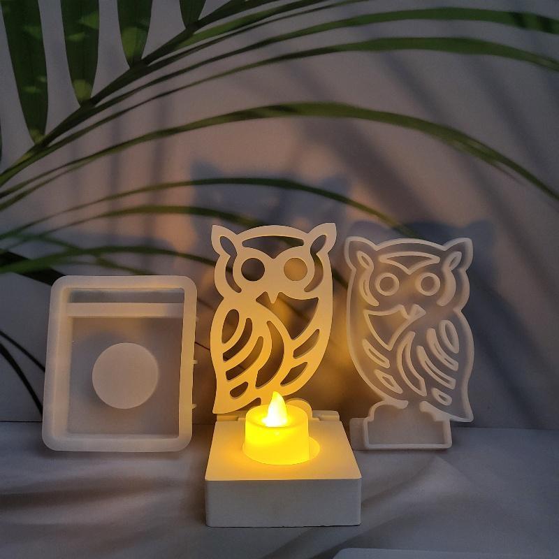 Hollow Owl Insert Gypsum Mold Diy Silicone Mold Candle Holder Home Decoration