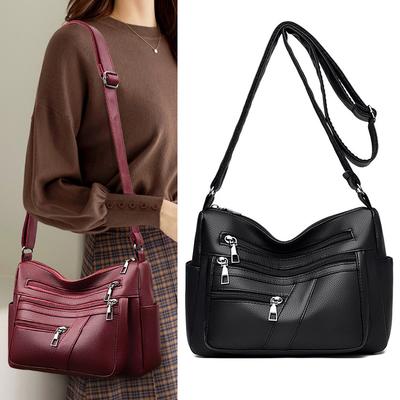 Fashion Crossbody Bag 2025 Hot Soft Multi-layer Joker Shoulder Bag PU Waterproof Large-capacity Multi-pocket Practical Messenger Bag