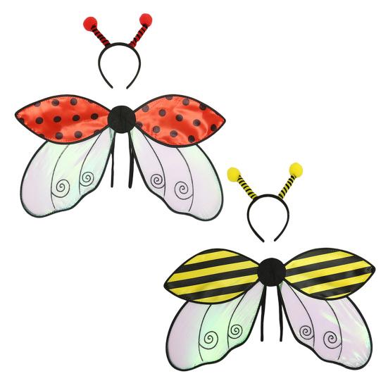 Cosplay Wing And Headband Ladybird Honeybee Wing Costume Accessories Insect Wing Fairy Wing for Halloween Parties Stage Performance