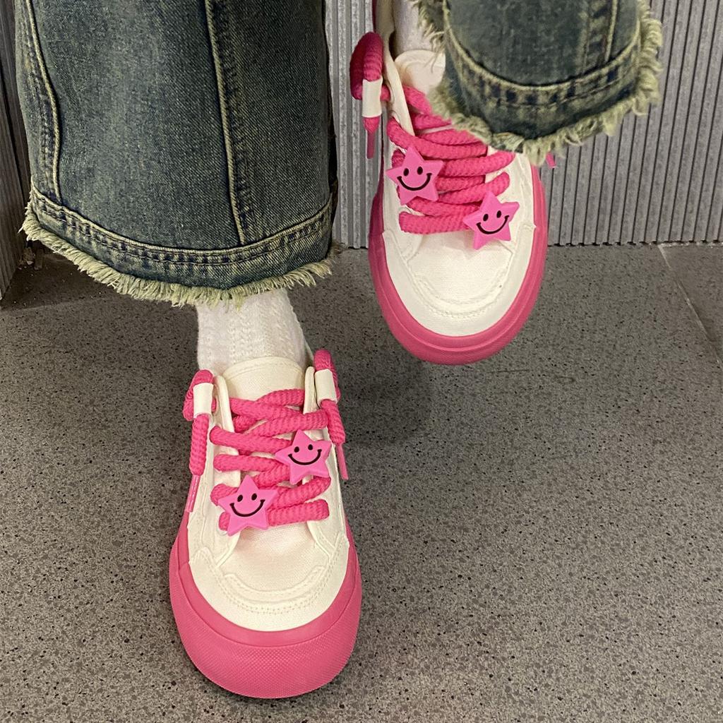 Scarpe da studente 22enni, nuove scarpe con zeppa a suola spessa, suole a muffin, suole morbide in tela piccole