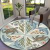 1pc Office Carpet, Calm Turtle Dolphin Marine Chair Rug, Living Room Printed Round Rug, Home Chair Floor Mat