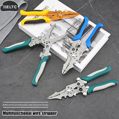 1Pcs Multifunctional Foldable Wire Stripper Crimper Cable Cutter Pliers Electrician Cable Cutting Wiring Pulling Stripping Tools