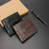 Cryptotext Proxy Men's Wallet Short Horizontal Vertical Oil Wax Pressed Crocodile Head Wallet Retro