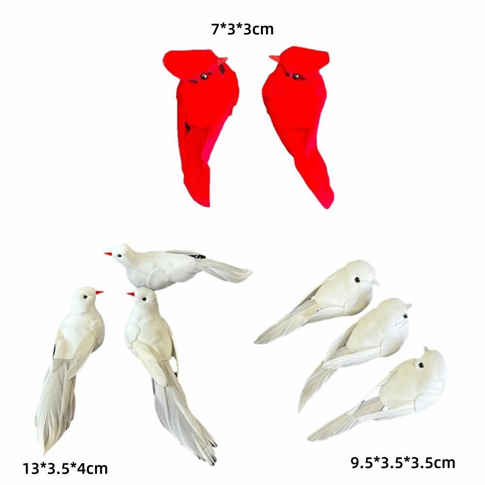 6PCS Foam Dove Artificial Birds DIY Accessories Handicraft Faux Foam Animal Photo Props with Clips Artificial Bird Model