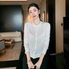 Women's Long Sleeve 100% Wool Single-Breasted Knit Cardigan - Half-High Neck, Loose Fit, Autumn-Winter Base Layer