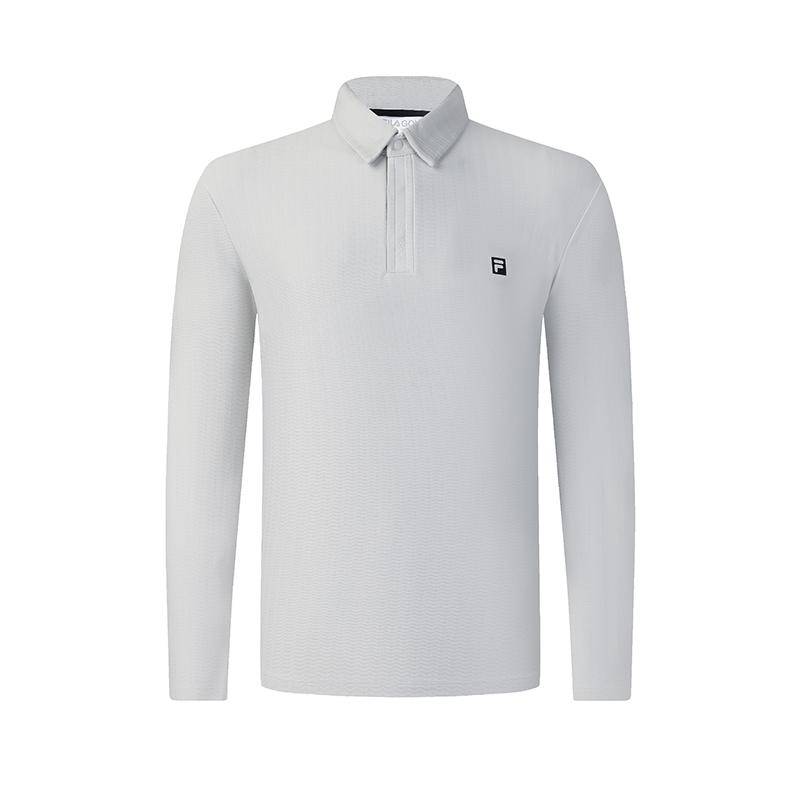 

Fila Поло с длинным рукавом вязаное с простым логотипом бренда серии Golf Мужские рубашки поло Светло-серый A11M515208F-GY XXL