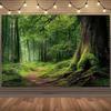 2D Enchanted Green Forest Path Photography Background