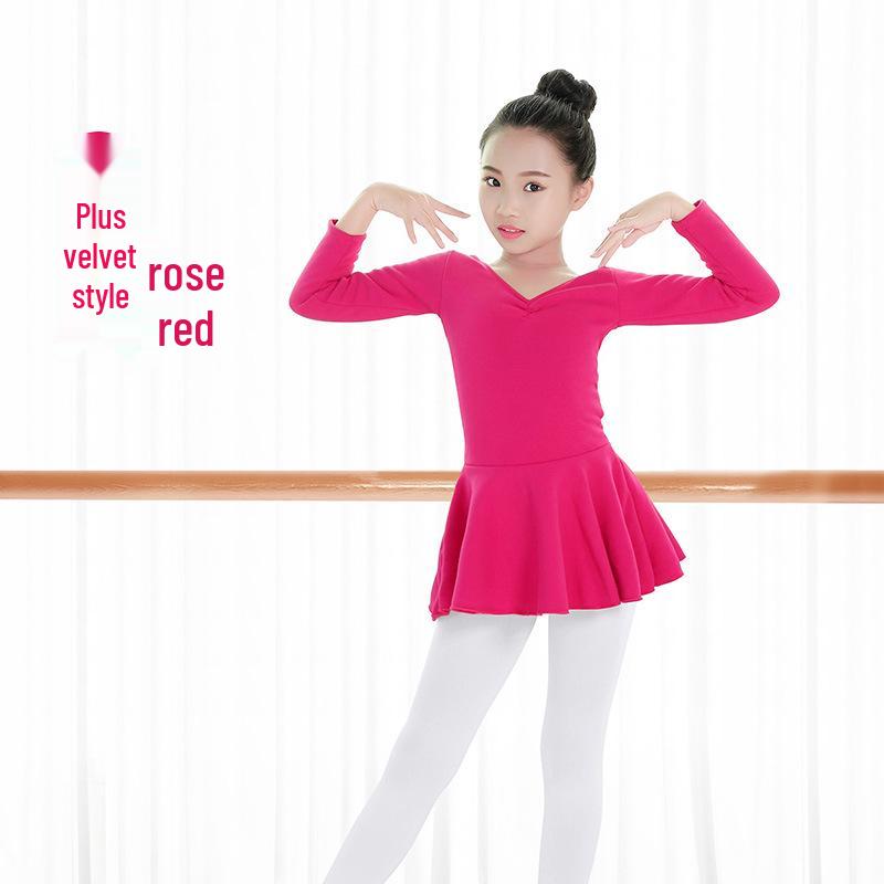 Toddler Girls' Long Sleeve Fleece Dance Leotard for Winter Practice and Exams