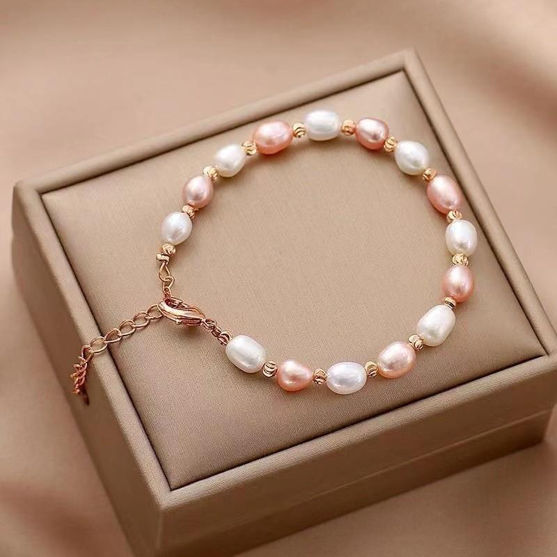 2025 New Natural Pearl Bracelet 16K Rose Gold Bracelet Luxury Female Jewelry Accessories Bracelet for Women