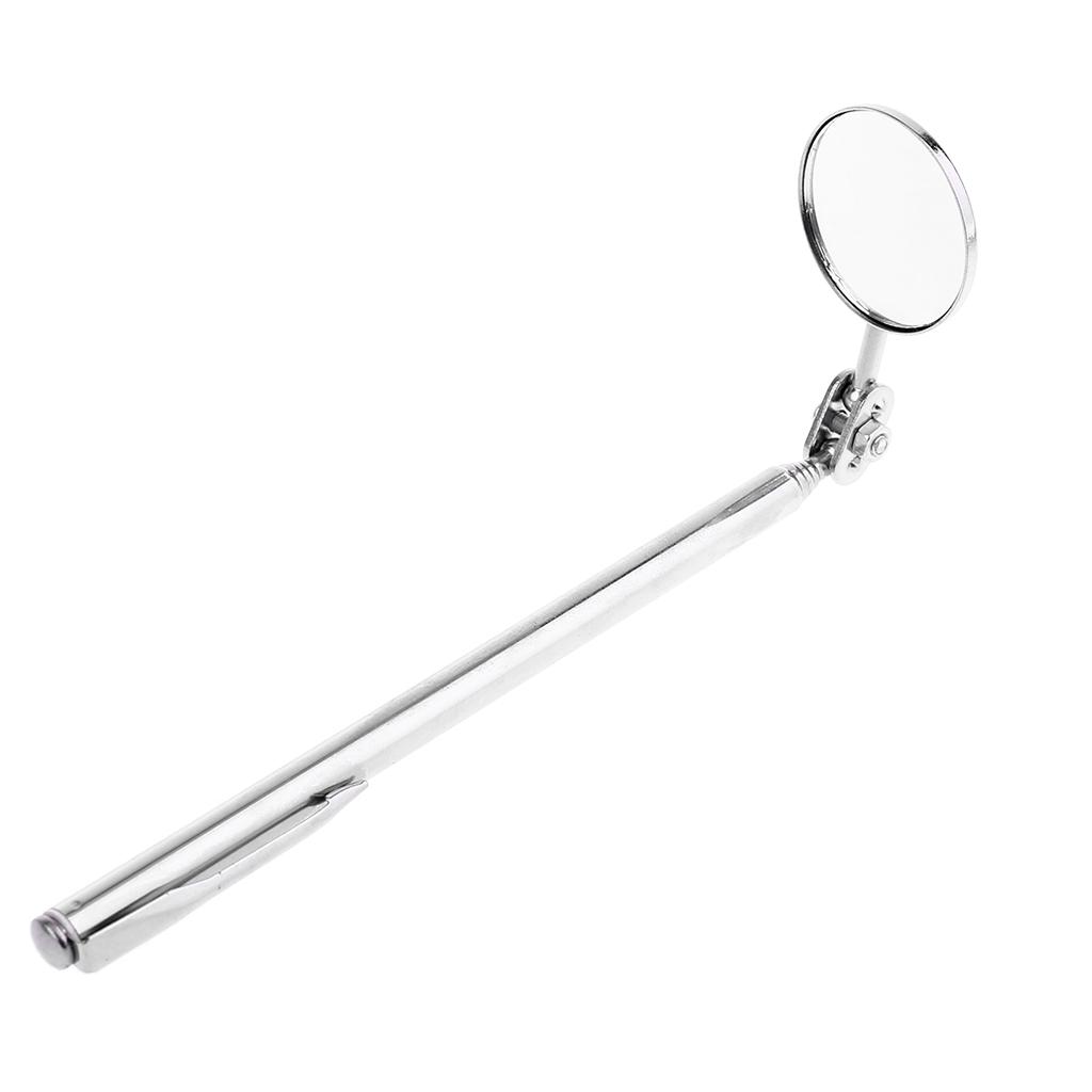 Telescoping Inspection Mirror Round Mirror Stainless Steel Inspection Tool with Long Handle Suitable for Auto Car