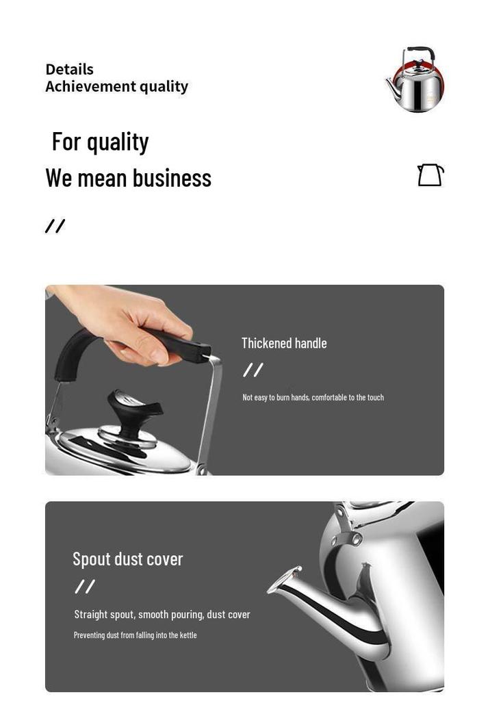 Large Capacity Stainless Steel Electric Kettle with Whistle, Auto Power Off, and Keep Warm Function for Office or Hotel Use