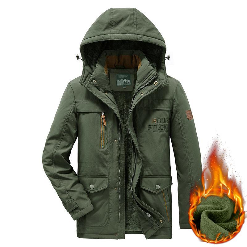 Hooded Cotton-padded Clothes Men's Casual Velvet Thickened Warm Jacket Autumn and Winter Multi-bag Windproof Cotton-padded Jacket