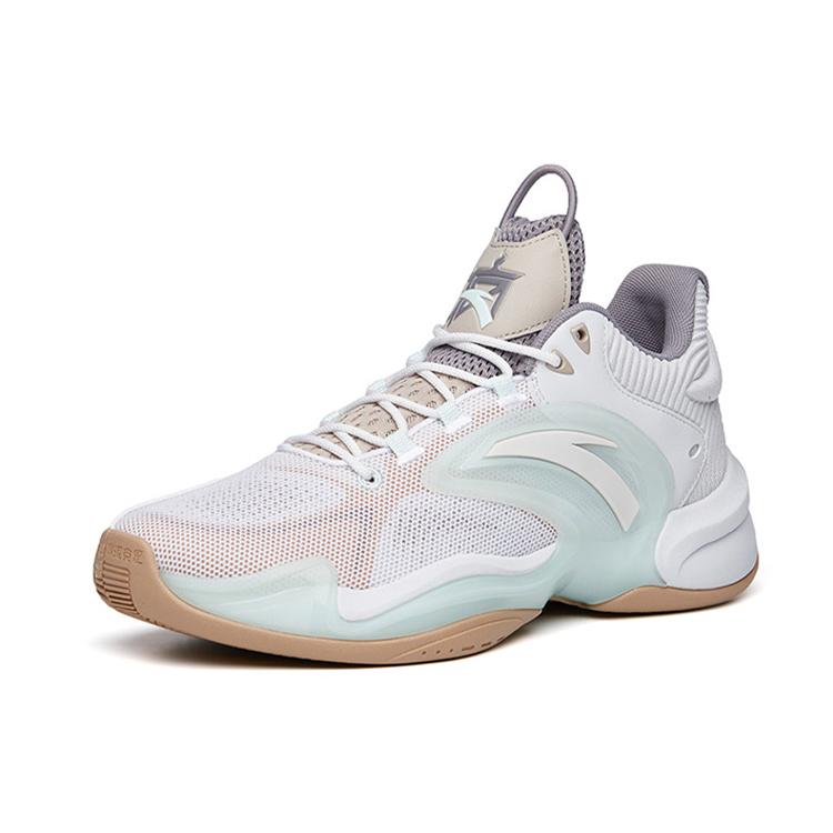 New Anta Hear Wave 3 Cushioned Slip Resistant Low Top Basketball Shoes Men's Gray White 112131608-5