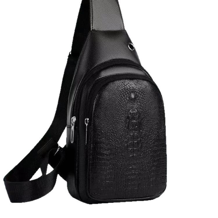 

Trendy Men s Crocodile Pattern Crossbody Chest Bag - Fashionable, Casual, Versatile PU Sport Pack for 2026