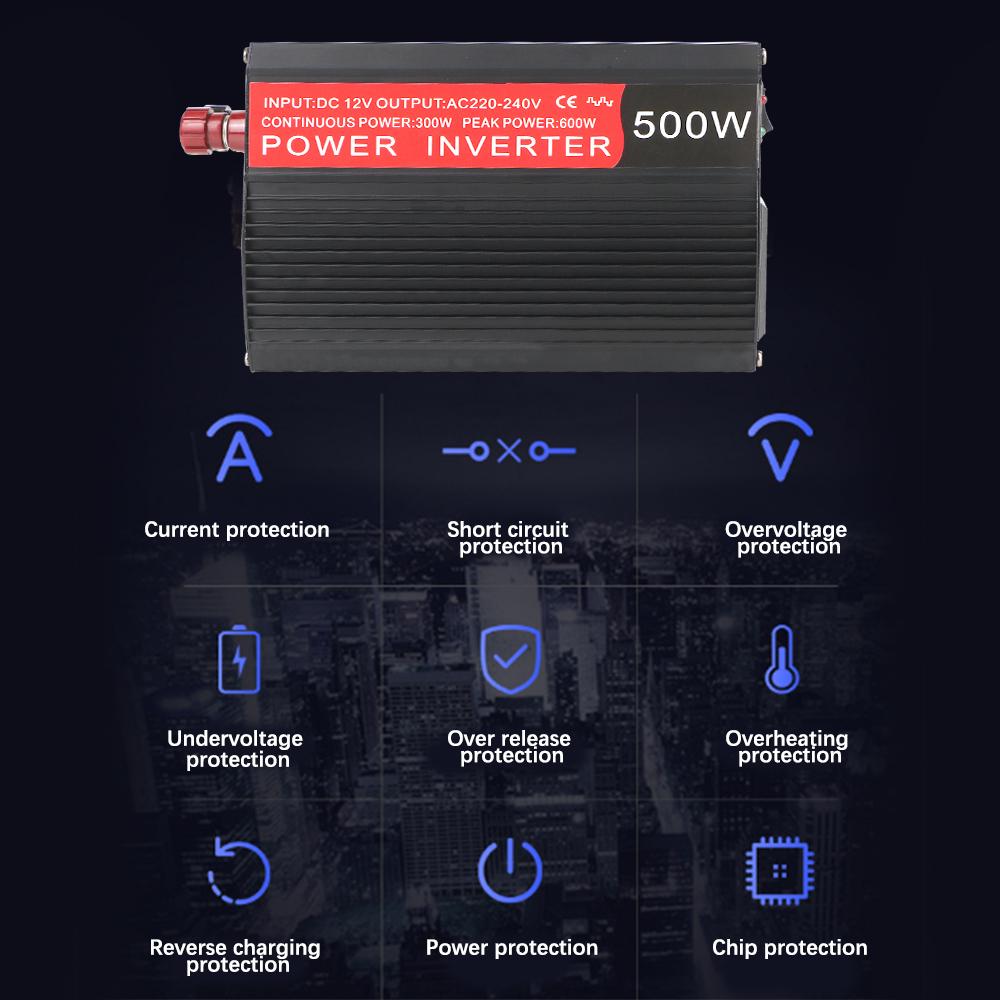 Convertor Tensiune 12v 220v 500W Priză Cu Încărcător Auto USB Adaptor de Alimentare Invertor Universal Undă Sinusoidală Modificată Invertor Auto