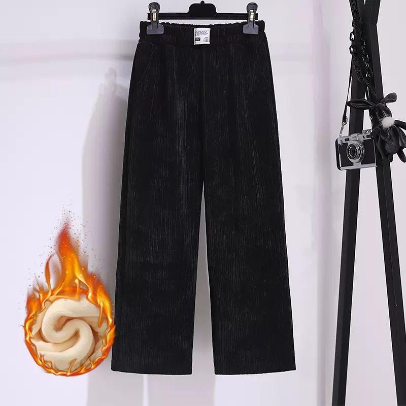 

Зимние детские вельветовые прямые повседневные брюки для девочек, плотные теплые брюки, детские повседневные брюки 150