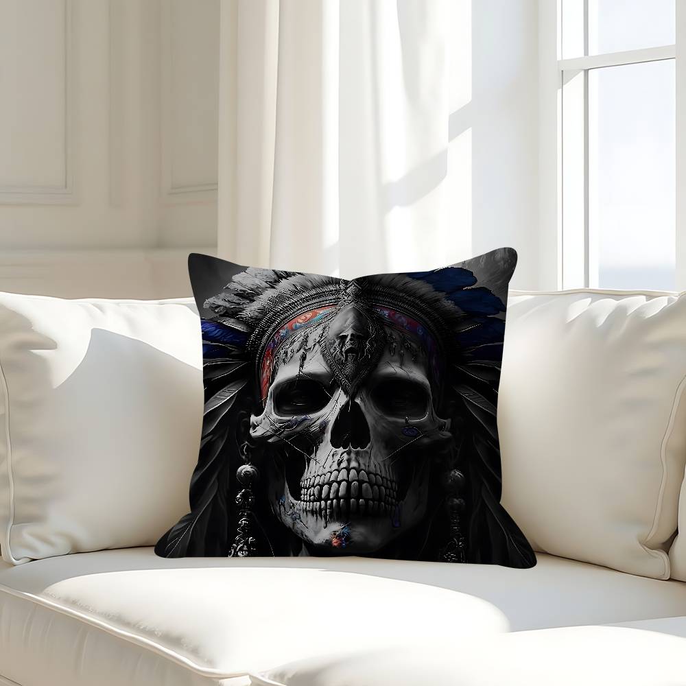 God With Us Skull Pillow Case Removable Washable Cushion Cover – All-Season Soft Linen