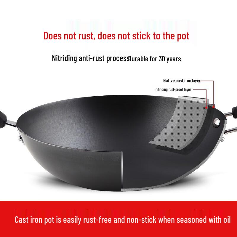 COOKER KING Cast Iron Flat Bottom Wok