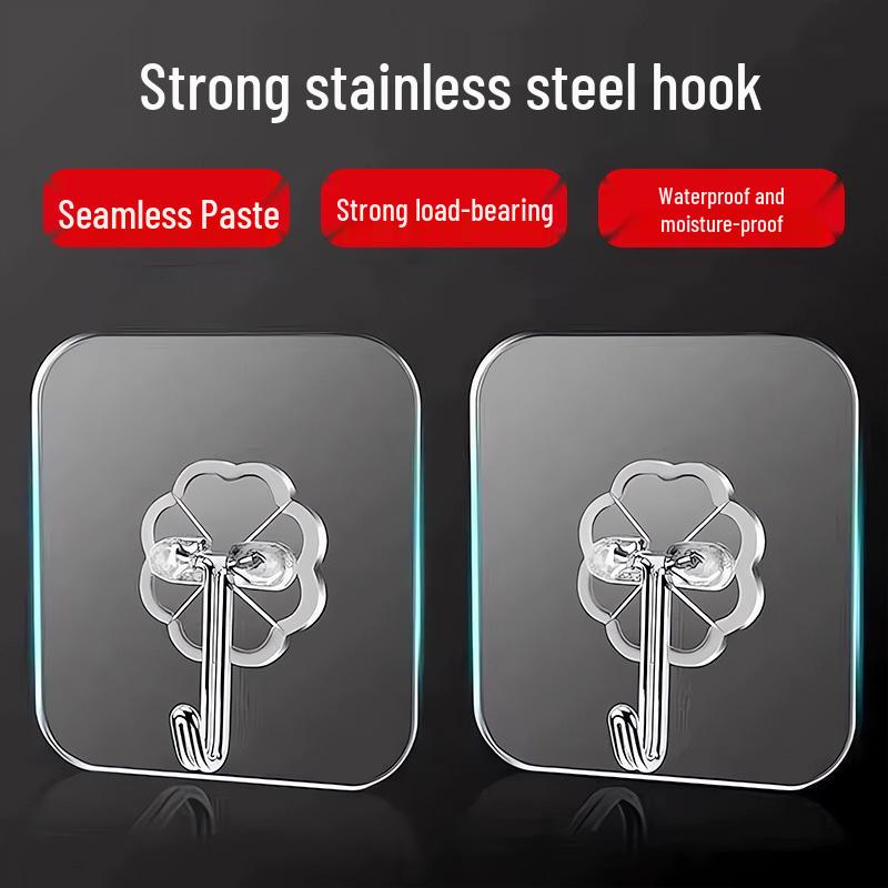 Seamless Strong Adhesive Hook - No-Drill Transparent Load-Bearing Wall Sticker for Kitchen