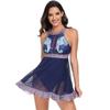 Traje de baño para mujer, tankini de playa de cintura alta sin espalda, traje de baño estampado sin mangas, trajes de baño de una pieza, ropa de playa