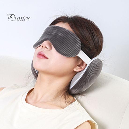 Compact Travel Pillow Neck with Eye Mask 2-in-1 Portable Support Zippered Adjustable Foldable Carabiner for Pain Relief Flights Car Trips Airplane